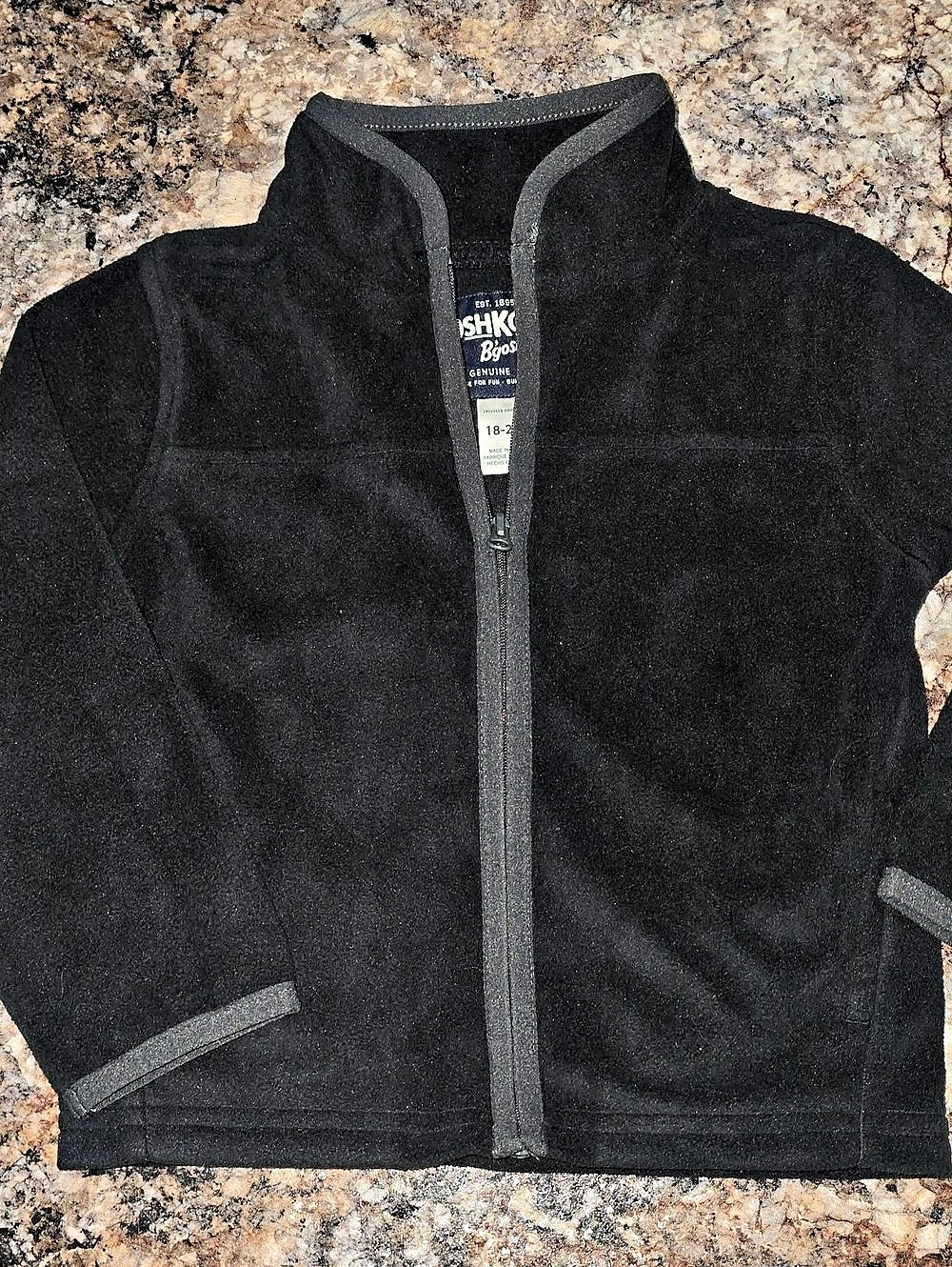 OshKosh Boys 18-24M Black Fleece Jacket NWT